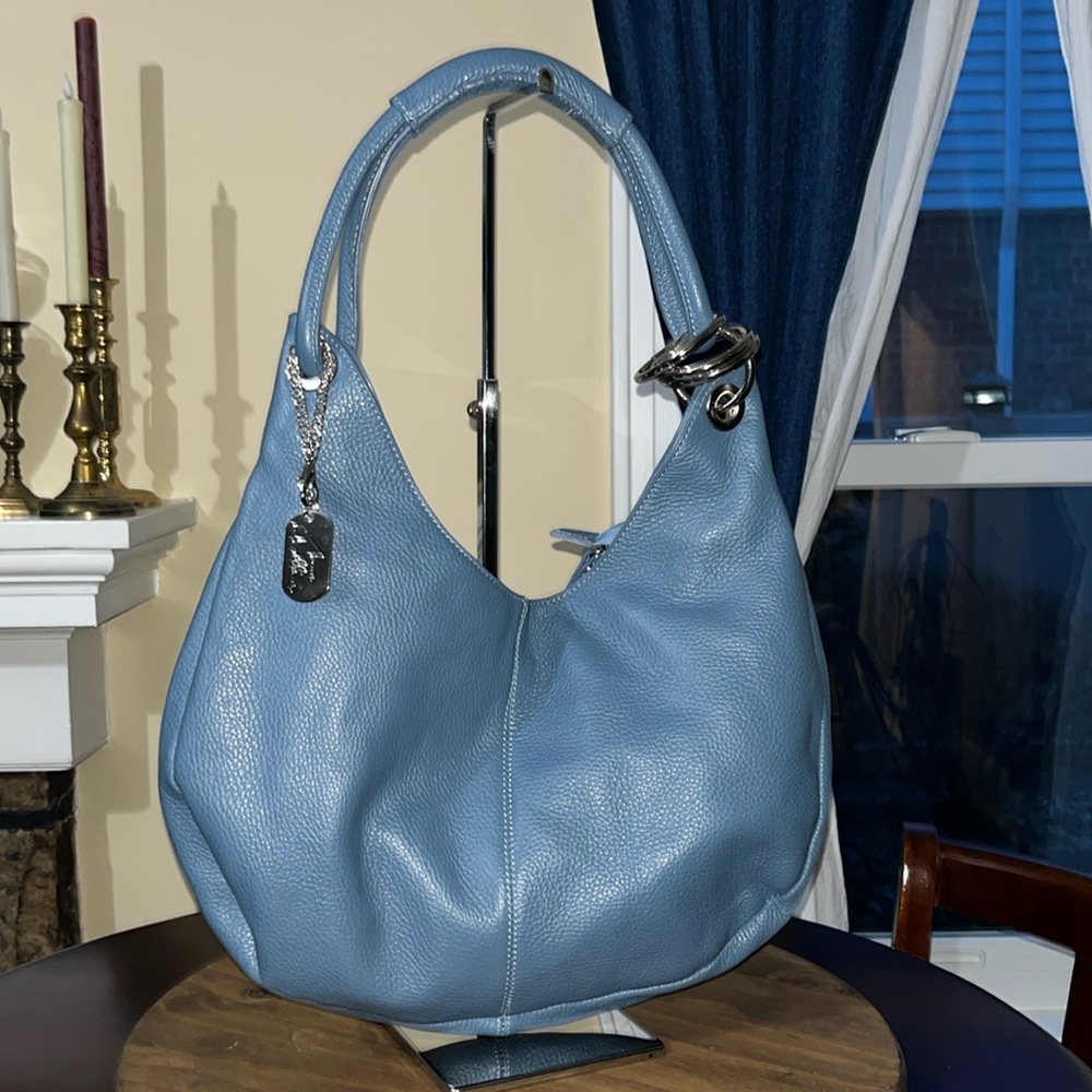 ANNA MORELLINI BLUE LEATHER SHOULDER BAG